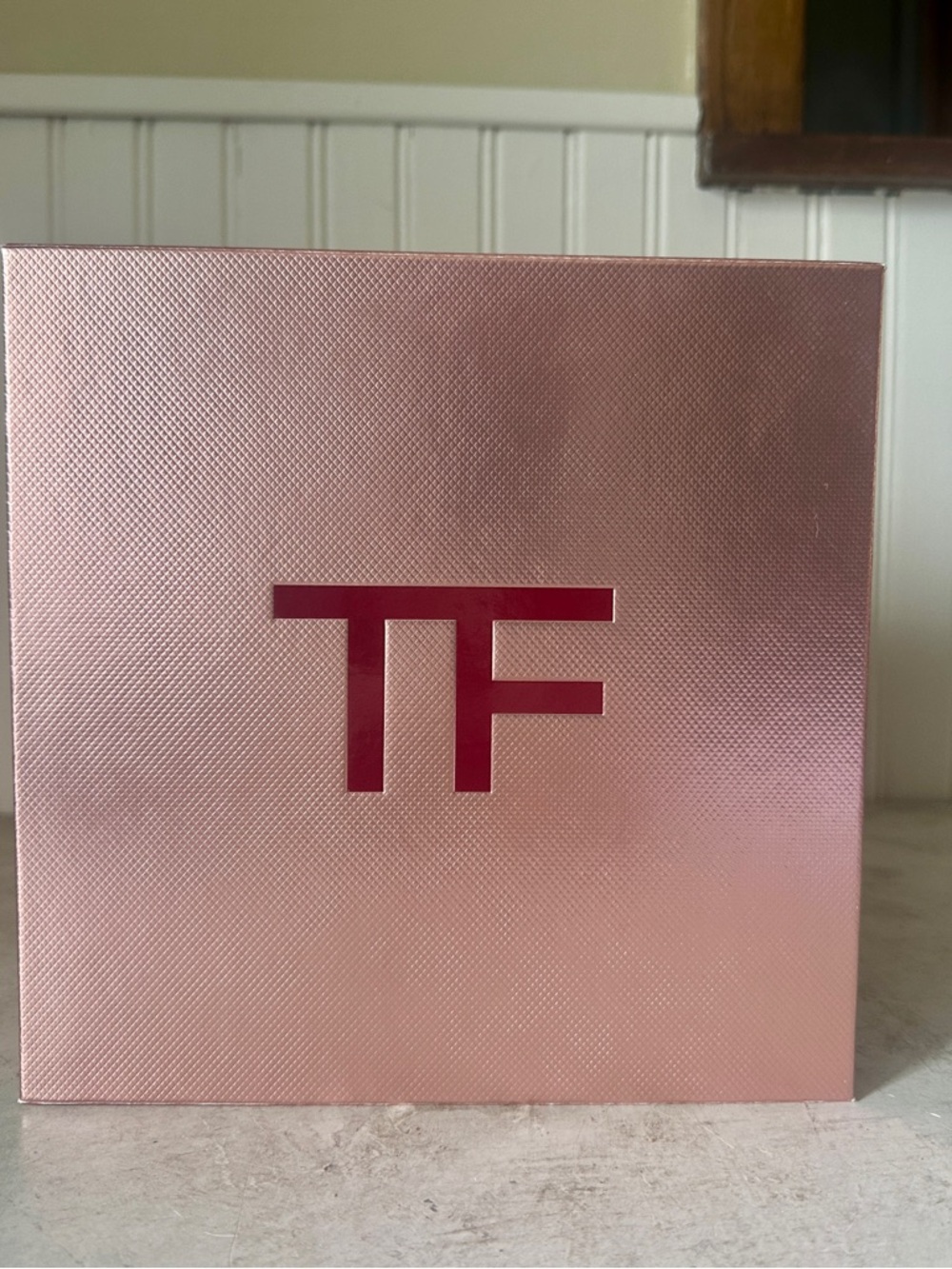 TOM FORD Box 8 x 8 x 4.5" Empty Box Pink Textured Square Brand New Front Close
